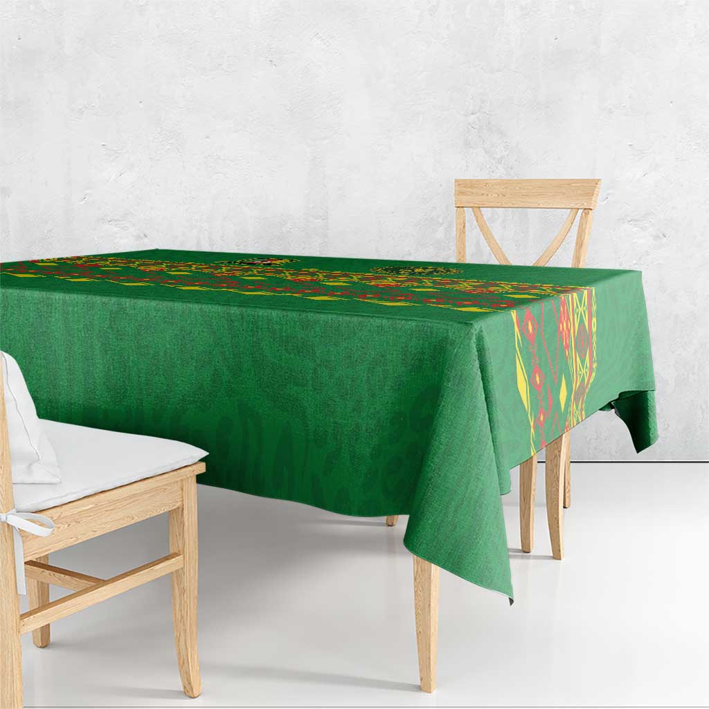 Cameroon Football Tablecloth Tribal Motifs Green Color - Wonder Print Shop