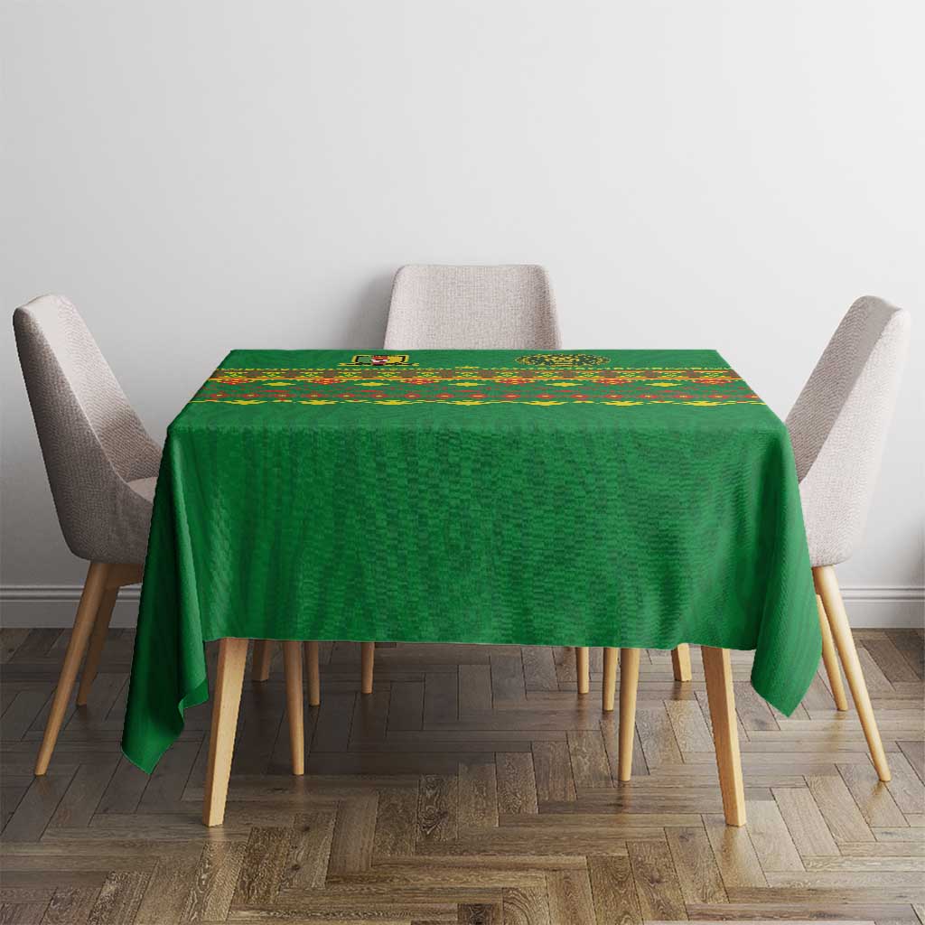 Cameroon Football Tablecloth Tribal Motifs Green Color - Wonder Print Shop