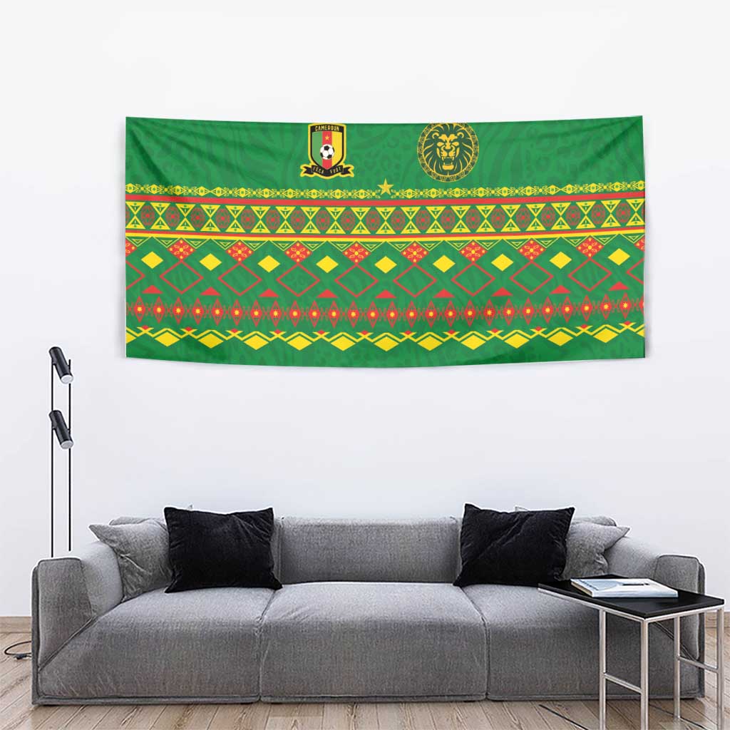 Cameroon Football Tapestry Tribal Motifs Green Color - Wonder Print Shop