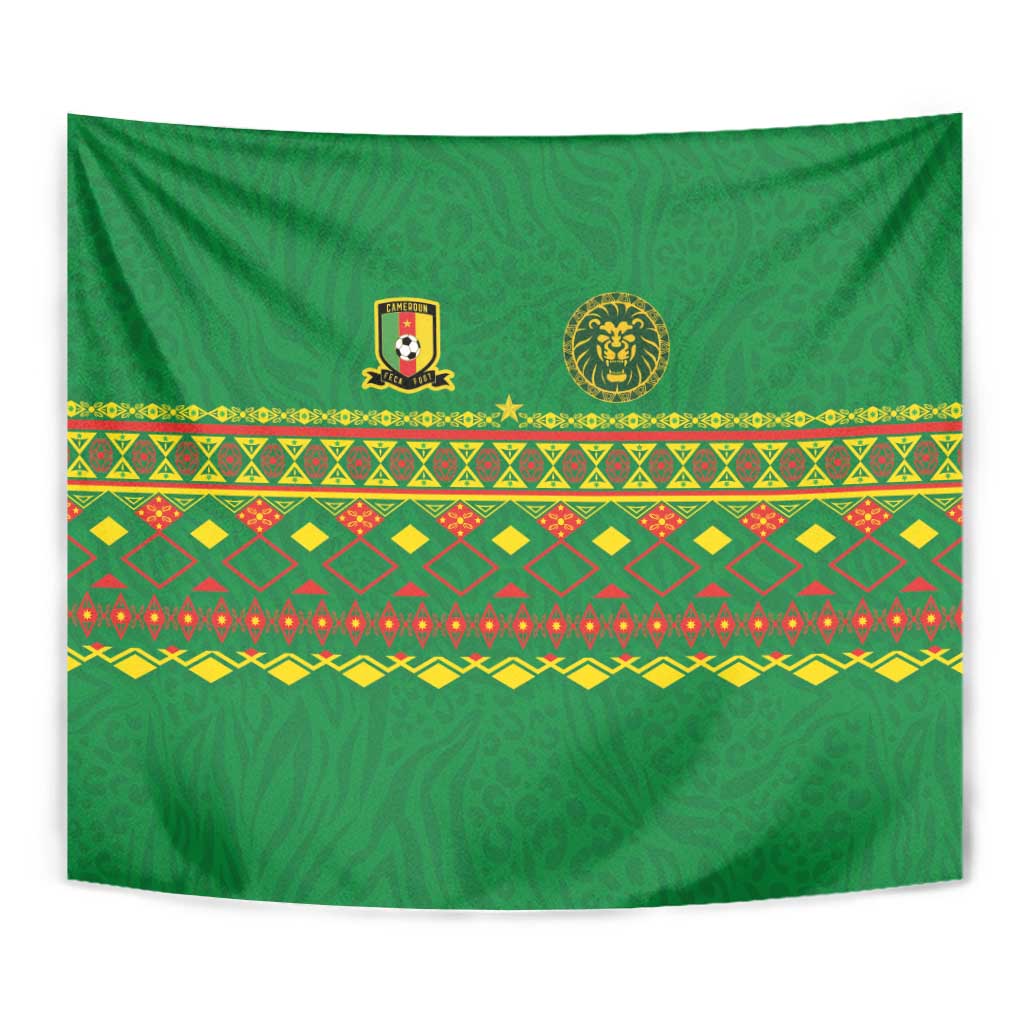 Cameroon Football Tapestry Tribal Motifs Green Color - Wonder Print Shop