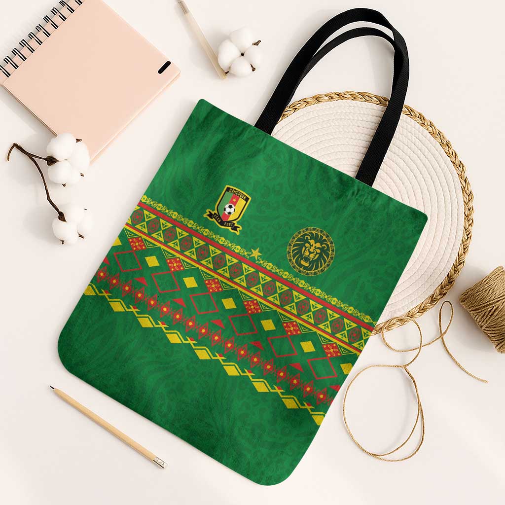 Cameroon Football Tote Bag Tribal Motifs Green Color - Wonder Print Shop