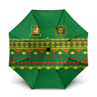 Cameroon Football Umbrella Tribal Motifs Green Color - Wonder Print Shop