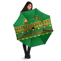 Cameroon Football Umbrella Tribal Motifs Green Color - Wonder Print Shop