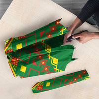Cameroon Football Umbrella Tribal Motifs Green Color - Wonder Print Shop