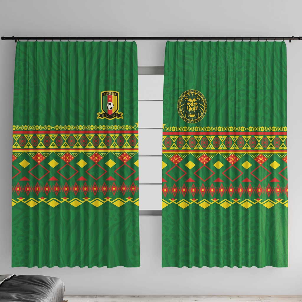 Cameroon Football Window Curtain Tribal Motifs Green Color - Wonder Print Shop
