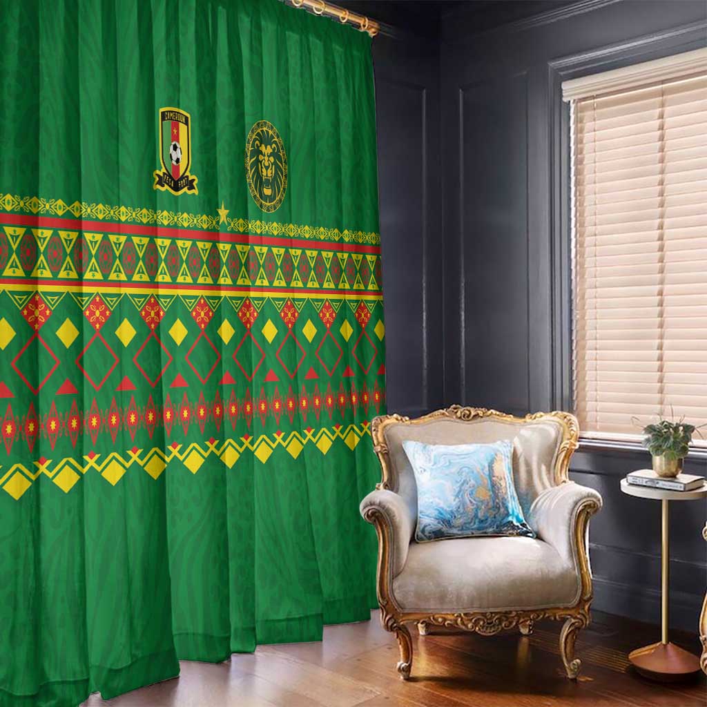 Cameroon Football Window Curtain Tribal Motifs Green Color - Wonder Print Shop
