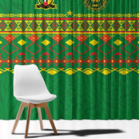 Cameroon Football Window Curtain Tribal Motifs Green Color - Wonder Print Shop