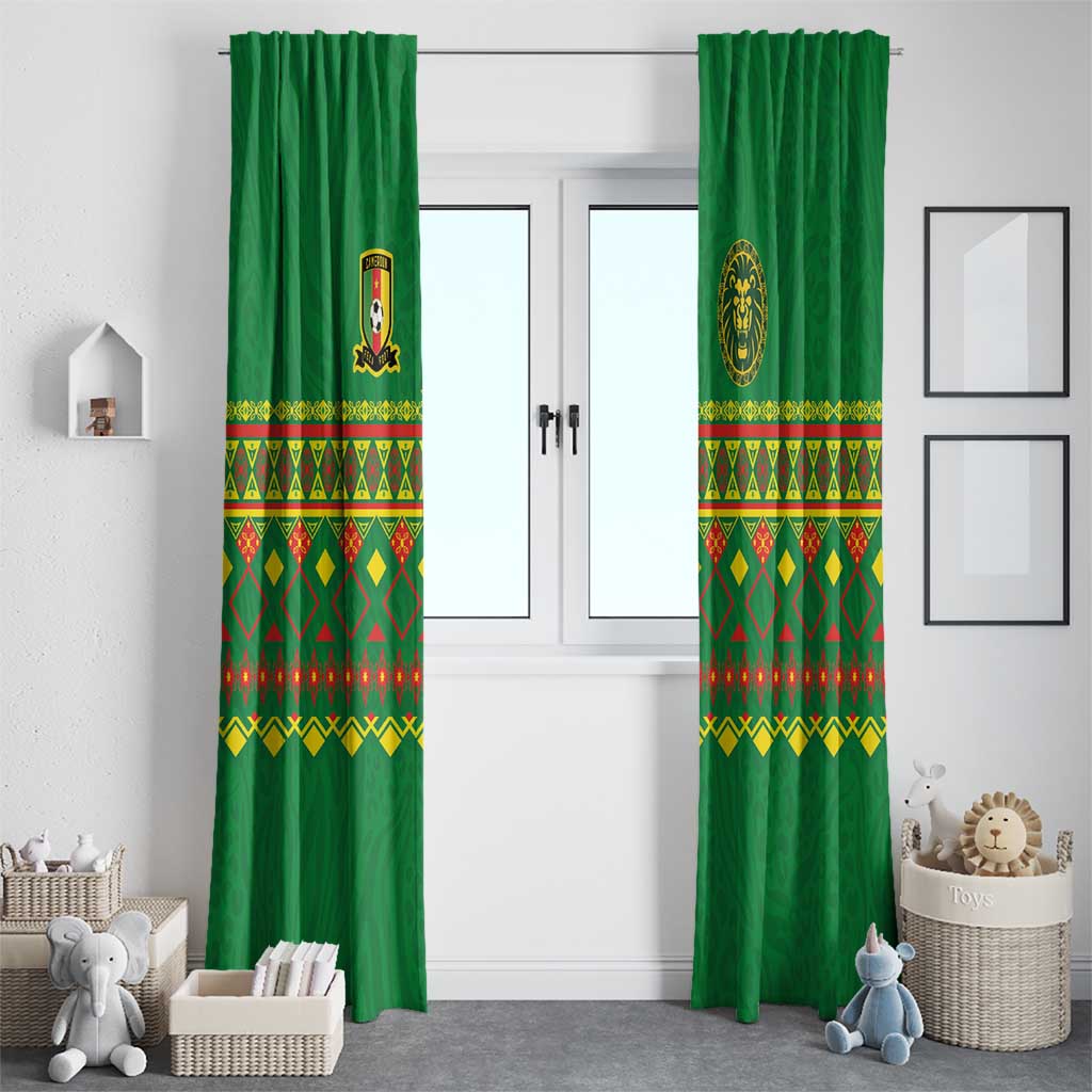 Cameroon Football Window Curtain Tribal Motifs Green Color - Wonder Print Shop
