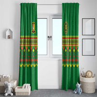 Cameroon Football Window Curtain Tribal Motifs Green Color - Wonder Print Shop