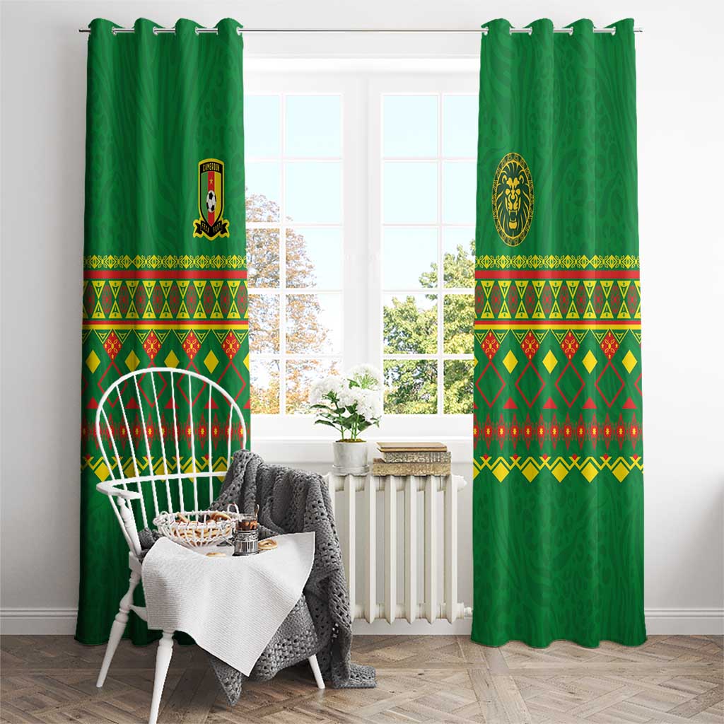 Cameroon Football Window Curtain Tribal Motifs Green Color - Wonder Print Shop