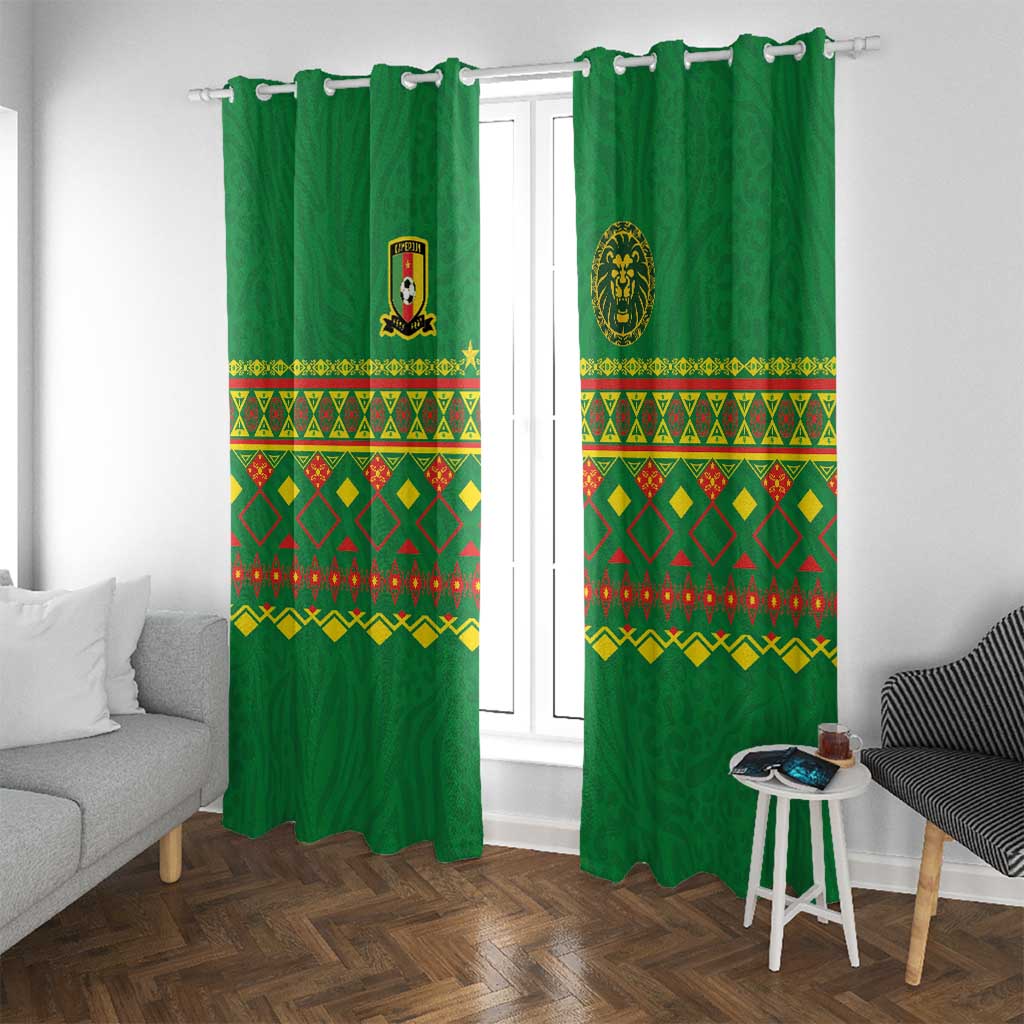 Cameroon Football Window Curtain Tribal Motifs Green Color - Wonder Print Shop