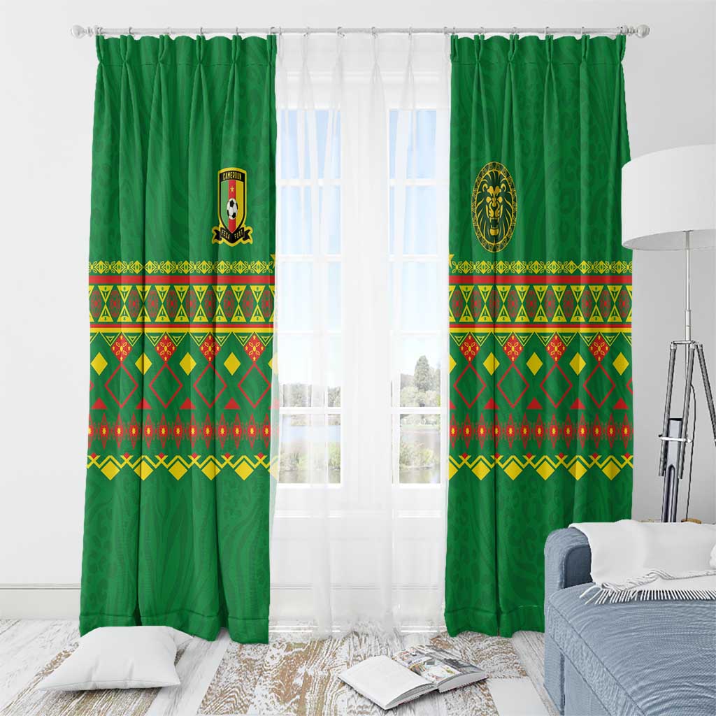 Cameroon Football Window Curtain Tribal Motifs Green Color - Wonder Print Shop