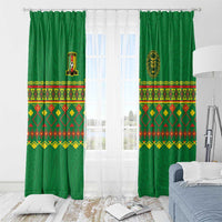 Cameroon Football Window Curtain Tribal Motifs Green Color - Wonder Print Shop