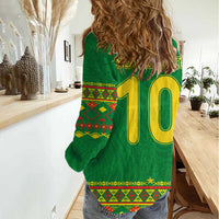Custom Cameroon Football Women Casual Shirt Tribal Motifs Green Color - Wonder Print Shop
