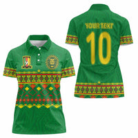 Custom Cameroon Football Women Polo Shirt Tribal Motifs Green Color - Wonder Print Shop