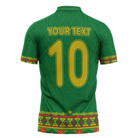 Custom Cameroon Football Zipper Polo Shirt Tribal Motifs Green Color - Wonder Print Shop