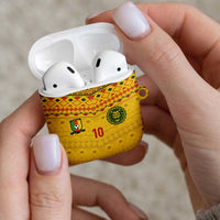 Custom Cameroon Football AirPods Case Tribal Motifs Yellow Color - Wonder Print Shop