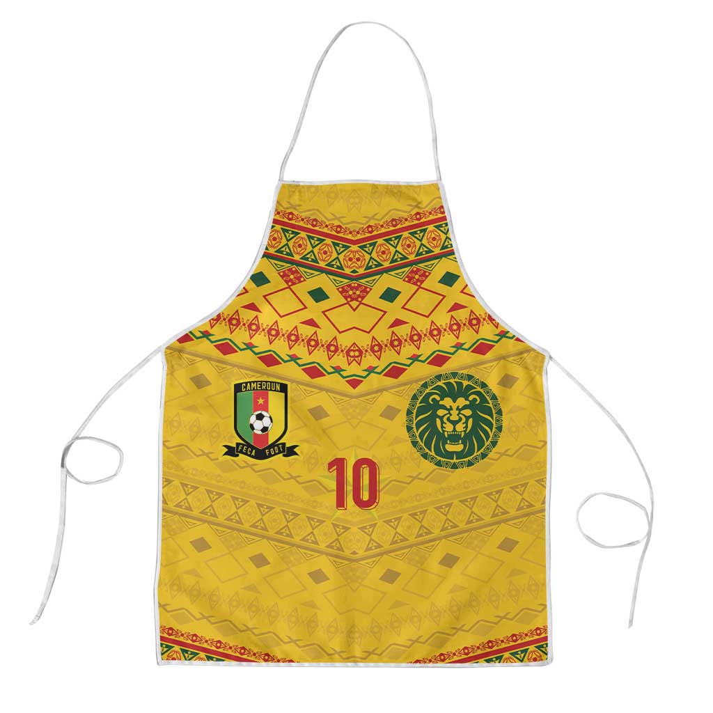 Custom Cameroon Football Apron Tribal Motifs Yellow Color - Wonder Print Shop