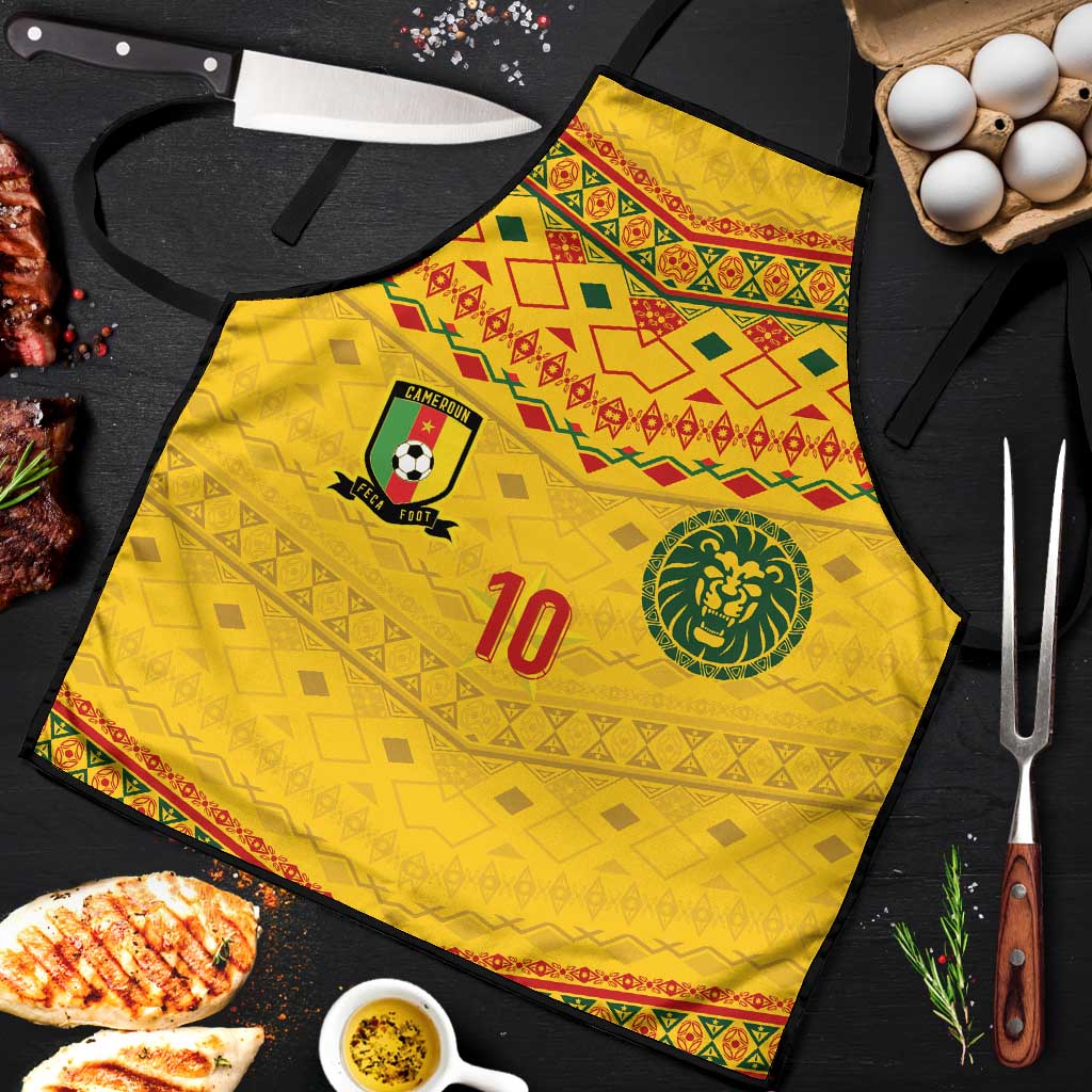 Custom Cameroon Football Apron Tribal Motifs Yellow Color - Wonder Print Shop