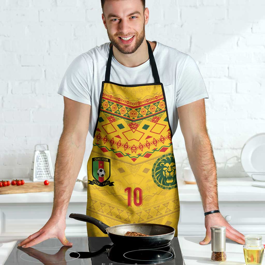 Custom Cameroon Football Apron Tribal Motifs Yellow Color - Wonder Print Shop
