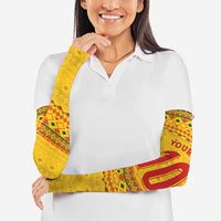 Custom Cameroon Football Arm Sleeves Tribal Motifs Yellow Color - Wonder Print Shop