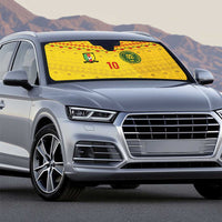 Custom Cameroon Football Auto Sun Shade Tribal Motifs Yellow Color - Wonder Print Shop