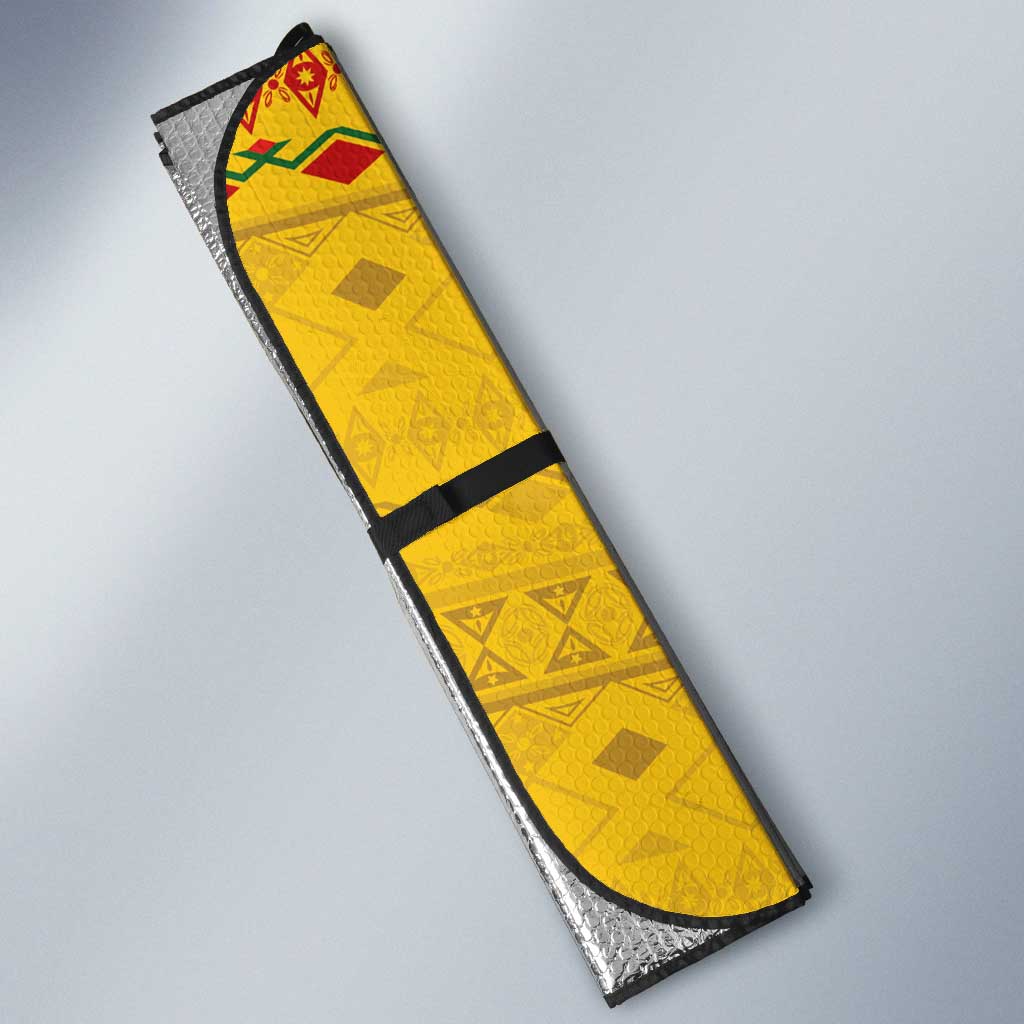 Custom Cameroon Football Auto Sun Shade Tribal Motifs Yellow Color - Wonder Print Shop