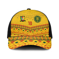 Cameroon Football Baseball Net Cap Tribal Motifs Yellow Color - Wonder Print Shop