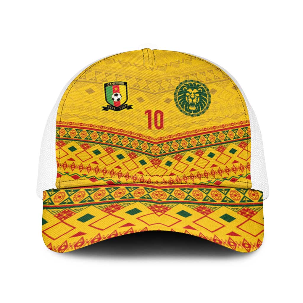 Cameroon Football Baseball Net Cap Tribal Motifs Yellow Color - Wonder Print Shop