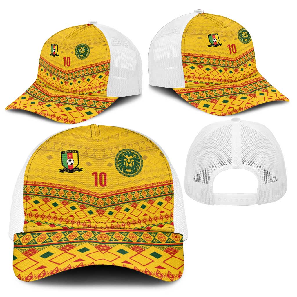 Cameroon Football Baseball Net Cap Tribal Motifs Yellow Color - Wonder Print Shop