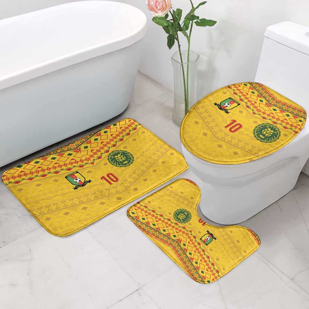 Custom Cameroon Football Bathroom Set Tribal Motifs Yellow Color - Wonder Print Shop