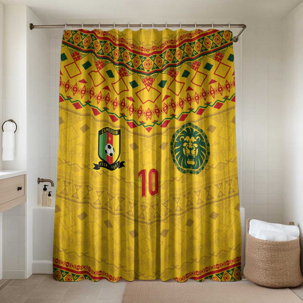 Custom Cameroon Football Bathroom Set Tribal Motifs Yellow Color - Wonder Print Shop