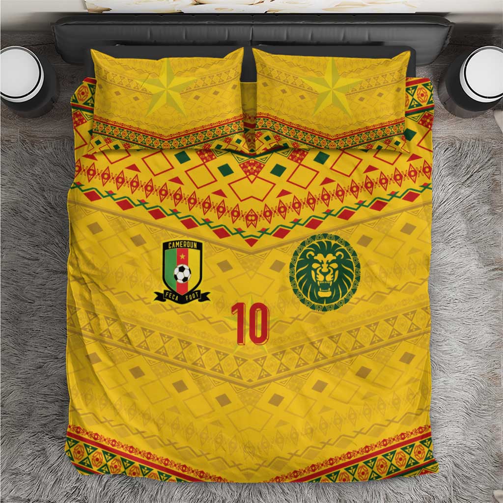 Custom Cameroon Football Bedding Set Tribal Motifs Yellow Color - Wonder Print Shop