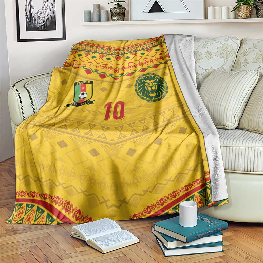 Custom Cameroon Football Blanket Tribal Motifs Yellow Color - Wonder Print Shop