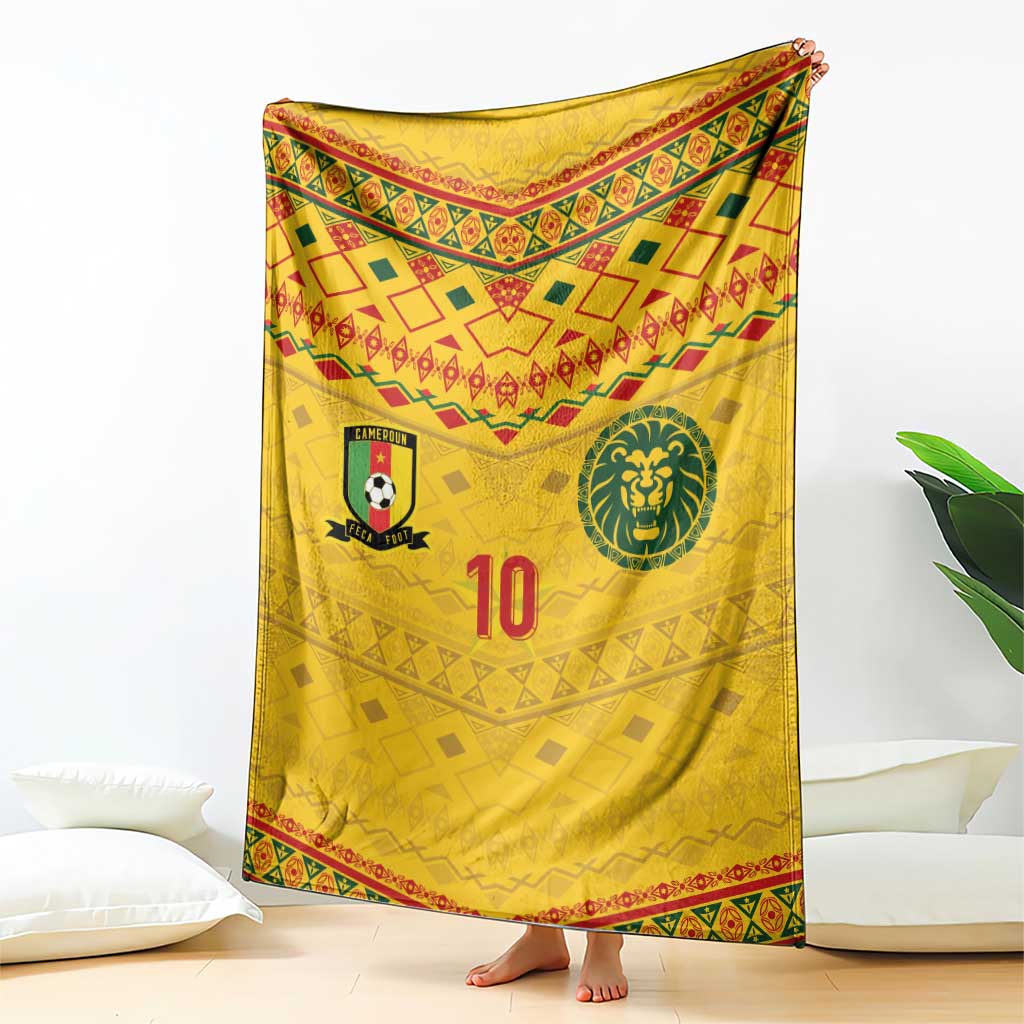 Custom Cameroon Football Blanket Tribal Motifs Yellow Color - Wonder Print Shop