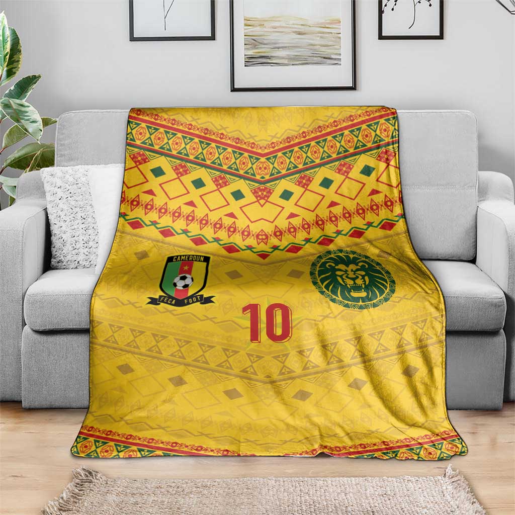 Custom Cameroon Football Blanket Tribal Motifs Yellow Color - Wonder Print Shop