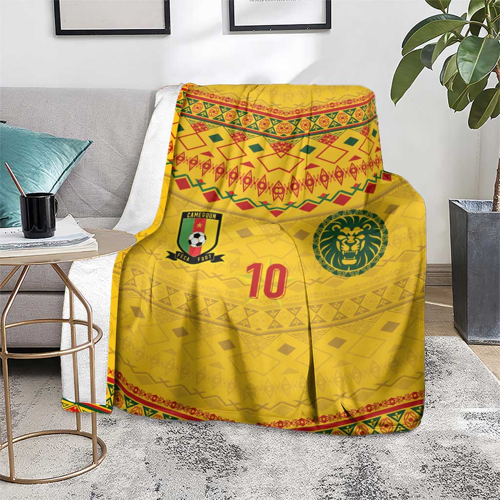 Custom Cameroon Football Blanket Tribal Motifs Yellow Color - Wonder Print Shop