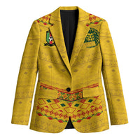 Custom Cameroon Football Blazer Tribal Motifs Yellow Color - Wonder Print Shop