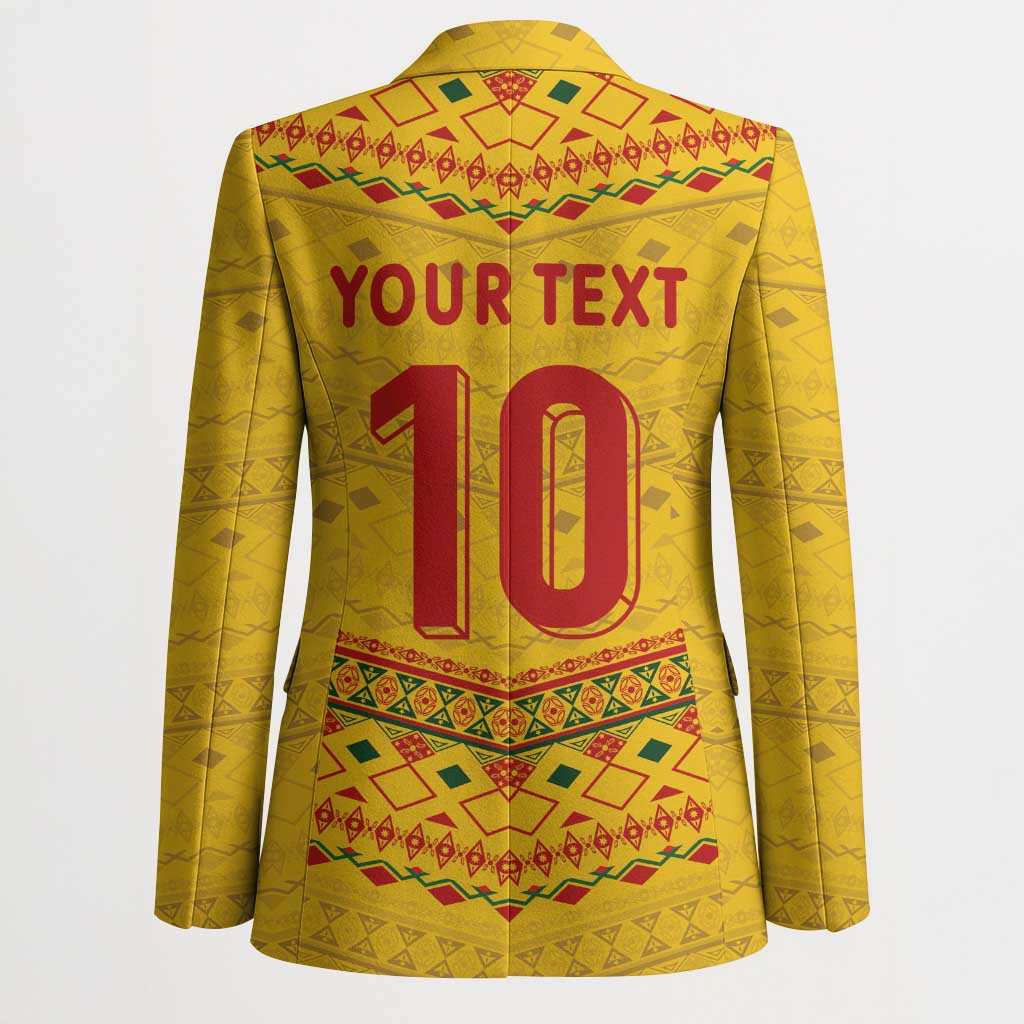 Custom Cameroon Football Blazer Tribal Motifs Yellow Color - Wonder Print Shop