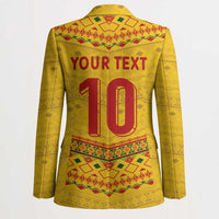 Custom Cameroon Football Blazer Tribal Motifs Yellow Color - Wonder Print Shop