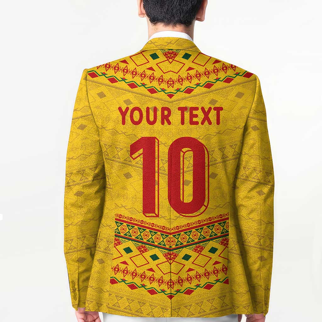 Custom Cameroon Football Blazer Tribal Motifs Yellow Color - Wonder Print Shop