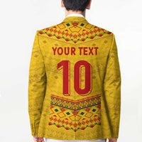 Custom Cameroon Football Blazer Tribal Motifs Yellow Color - Wonder Print Shop