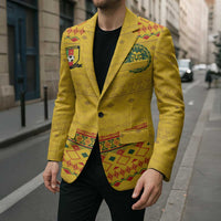 Custom Cameroon Football Blazer Tribal Motifs Yellow Color - Wonder Print Shop