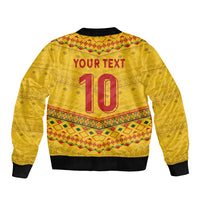 Custom Cameroon Football Bomber Jacket Tribal Motifs Yellow Color - Wonder Print Shop