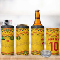 Custom Cameroon Football 4 in 1 Can Cooler Tumbler Tribal Motifs Yellow Color - Wonder Print Shop