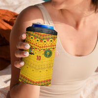 Custom Cameroon Football 4 in 1 Can Cooler Tumbler Tribal Motifs Yellow Color - Wonder Print Shop
