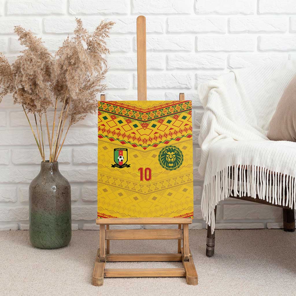Custom Cameroon Football Canvas Wall Art Tribal Motifs Yellow Color - Wonder Print Shop