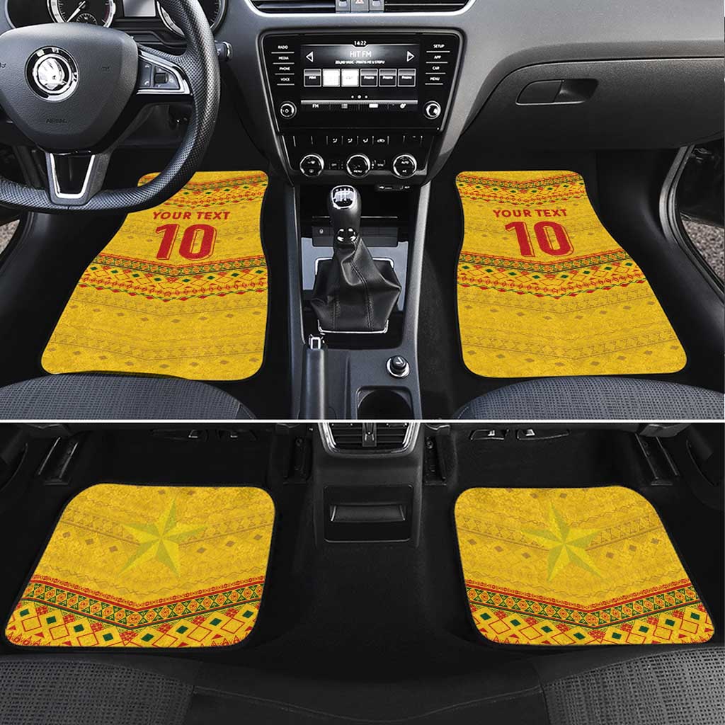 Custom Cameroon Football Car Mats Tribal Motifs Yellow Color - Wonder Print Shop