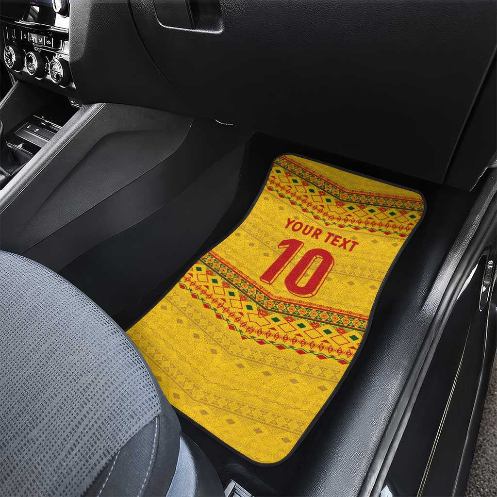 Custom Cameroon Football Car Mats Tribal Motifs Yellow Color - Wonder Print Shop