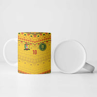 Custom Cameroon Football Ceramic Mug Tribal Motifs Yellow Color - Wonder Print Shop